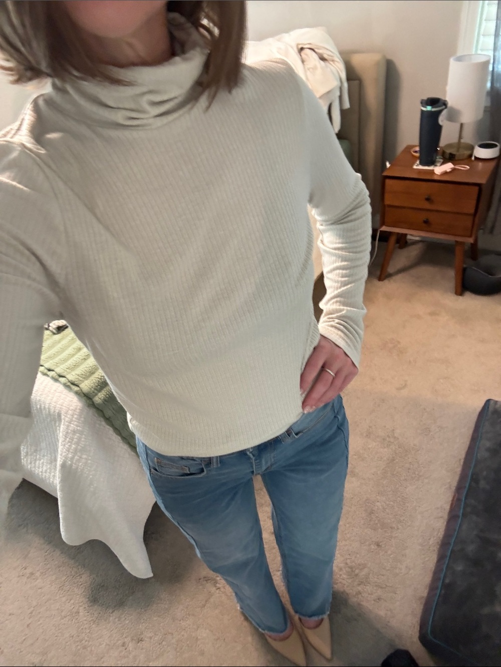 Madewell Cream Ribbed Turtleneck Sweater